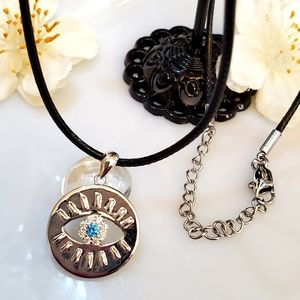 NEW Sterling Silver CZ Pretty Eye Pendant